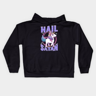 Cute & Funny Hail Satan Unicorn Satanic Metal Pun Kids Hoodie